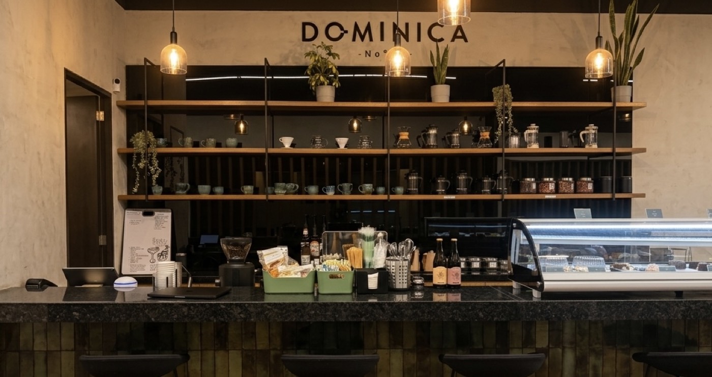 Entrada de la barra Dominica 19 en Fratta Center, con jardín y camino de madera
